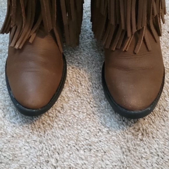 ❤️EUC❤️ OLD WEST GIRLS DARK TAN GENUINE LEATHER WESTERN BOOTS - Picture 7 of 14